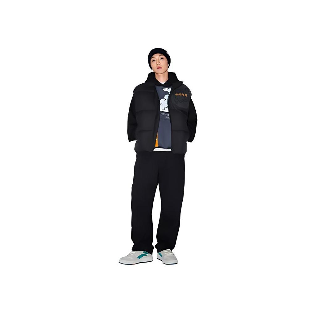 Li Ning Skateboard Series Casual Loose Stand Collar Down Vest Unisex Vests Black AMRU105-2
