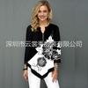 Printed Street Trendy V-neck Irregular Hem Loose T-shirt