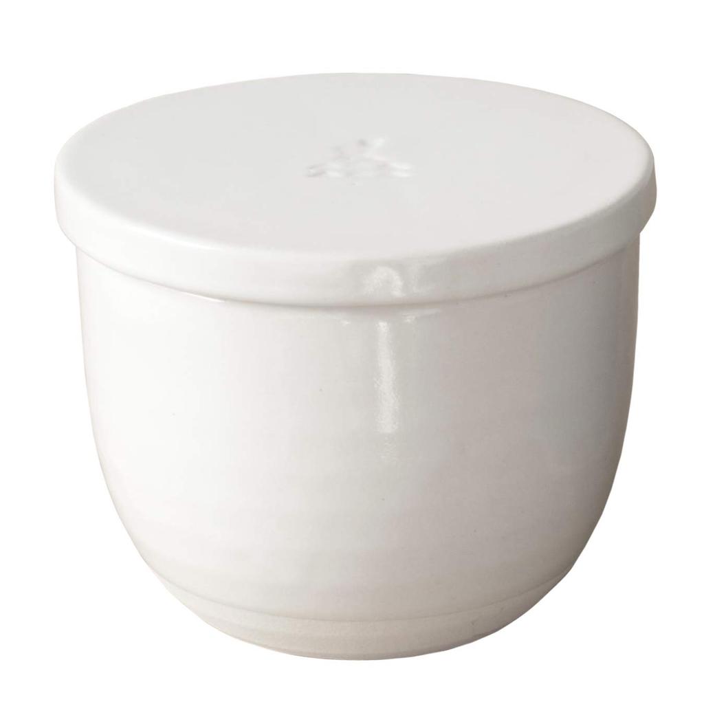 Kamoshika Douguten Ceramic Rice Container, 1.5-cup Capacity, Made in Japan, Banko Ware, Microwave Safe, Regular Size (White)