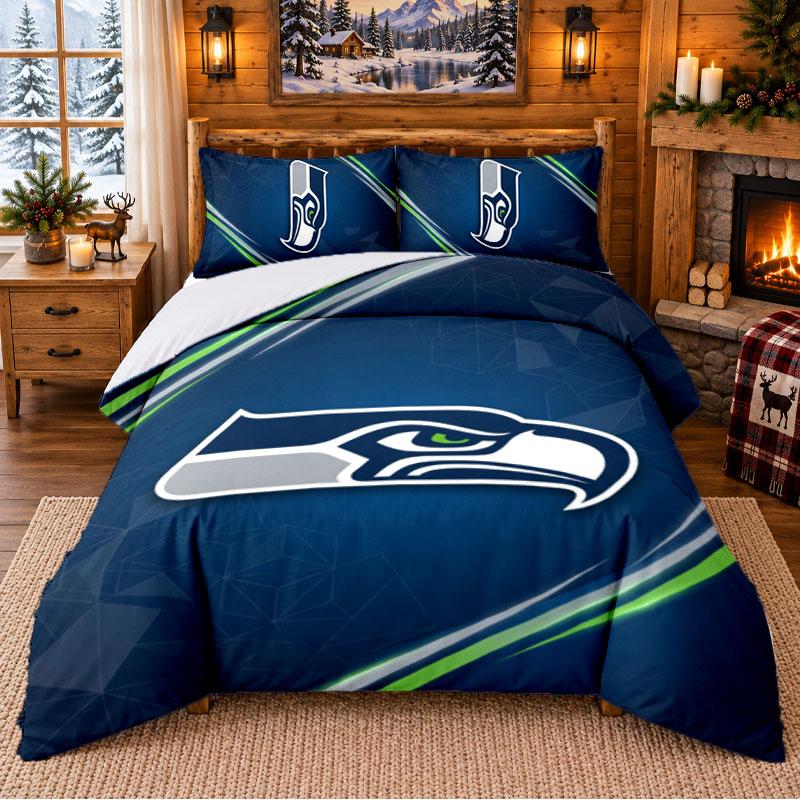 Tištěný 3dílný povlak na peřinu a polštářky Vzor Seattle Seahawks Pro výzdobu ložnice