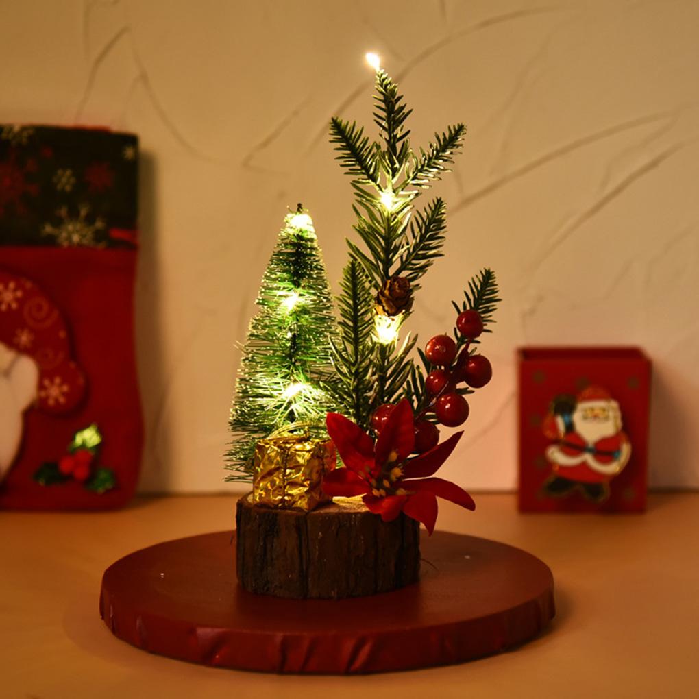 Mini Christmas Tree With LED Light Small Pine Tree Table Xmas Decor Gifts