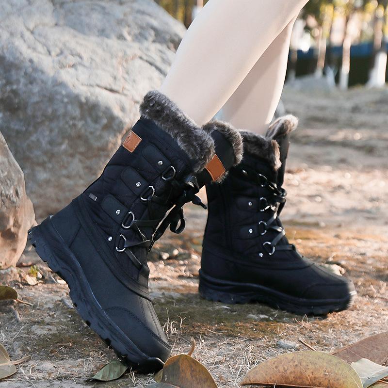 Außenhandel 2025 Winter verdickte Herren Schneestiefel Samt warm rutschfest wasserdicht Damen hohe Paar Schneestiefel