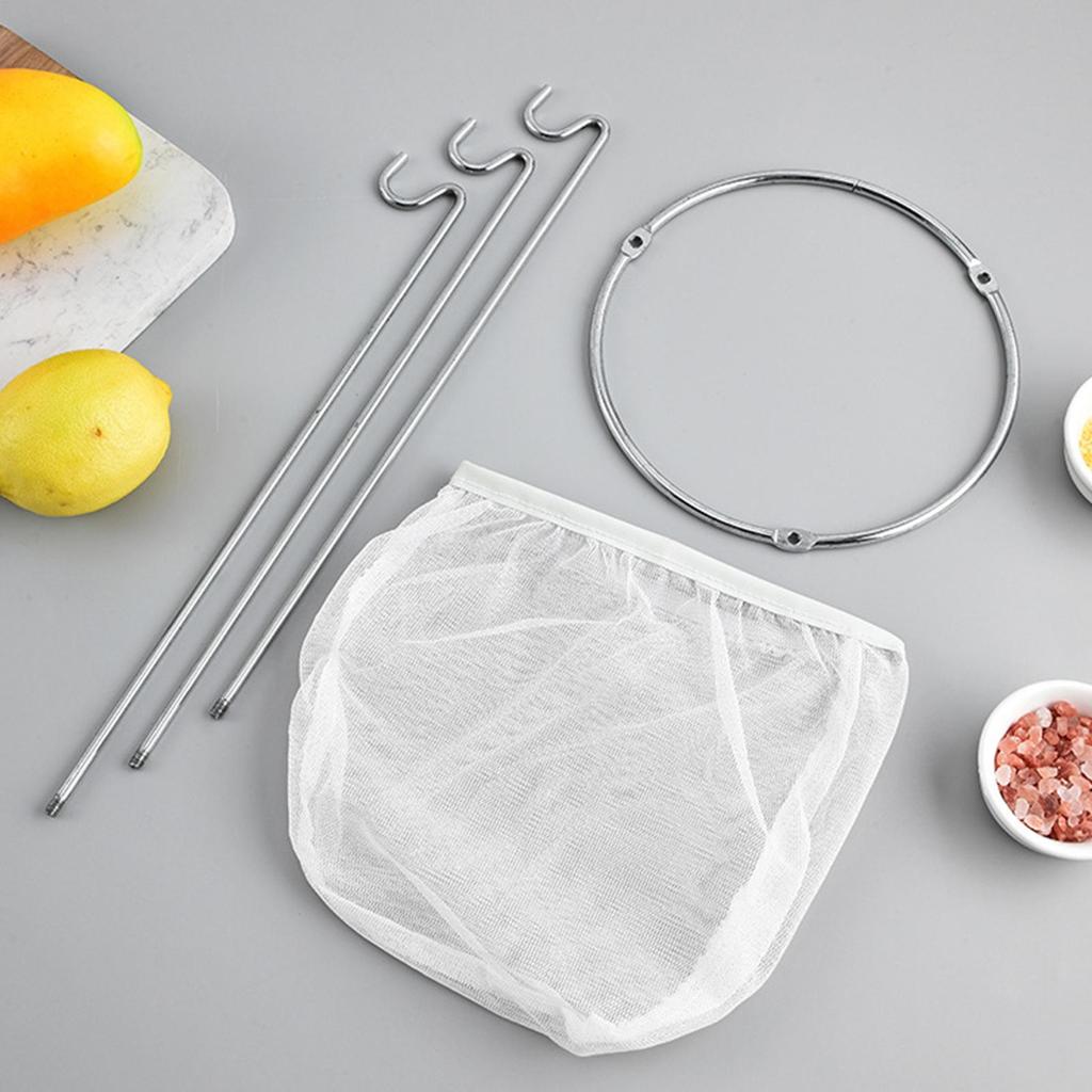 Stainless Steel Jelly Strainer Stand Tool Kit Reusable Nylon Mesh Filter Jelly Strainer for Canning for Homemade Vinegar Cooking