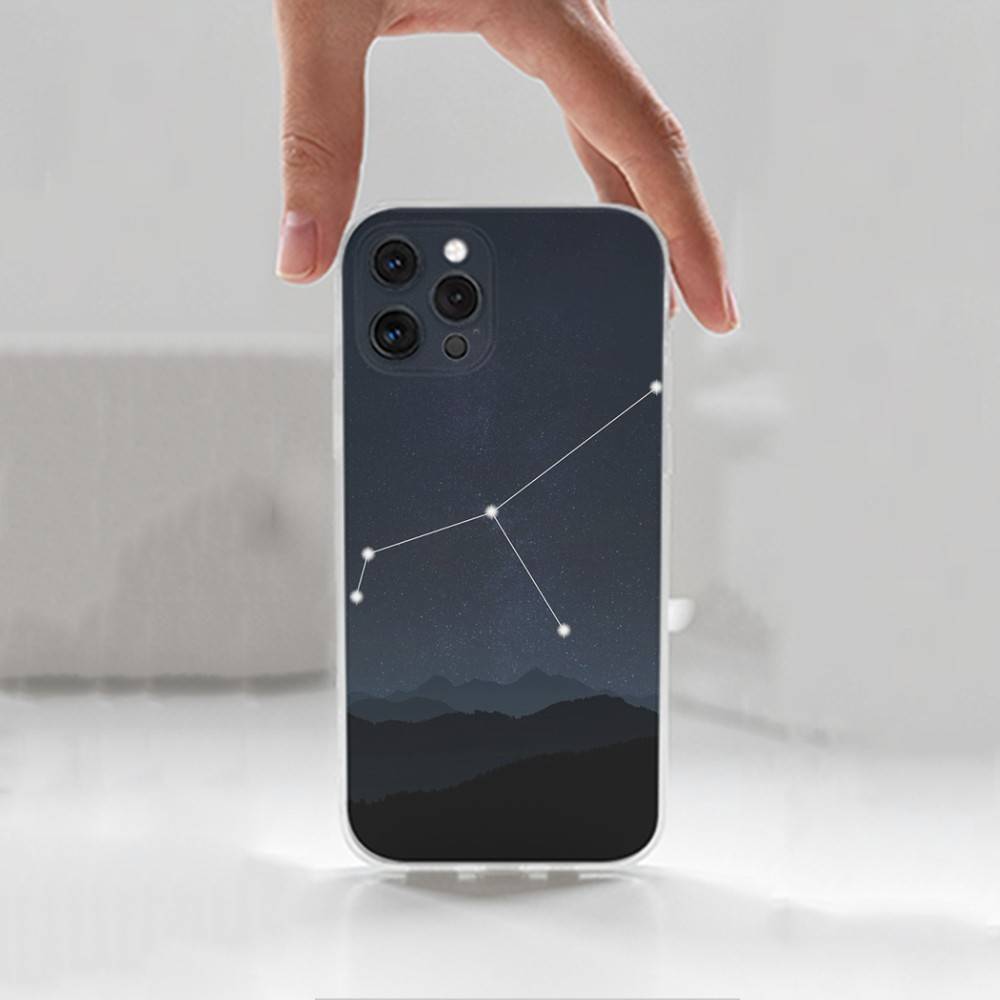 twelve Constellation Case For iPhone X,14,16,Mini,XS,SE,12,15,Pro,17,Plus,11,Max,13,XR,Transparent Soft Cover