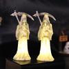 Desktop Night Light Halloween Scythe Light Grim Reaper LED Decor Warm Glow Ornament for Spooky Party Home Decoration