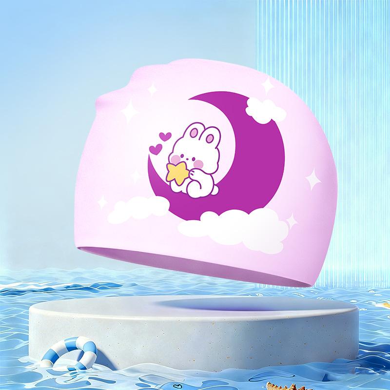 New Children's Cartoon Swimming Cap Cute Dolphin Waterproof Ear Protection Swimming Caps Kids Hot Spring Swimming Equipment