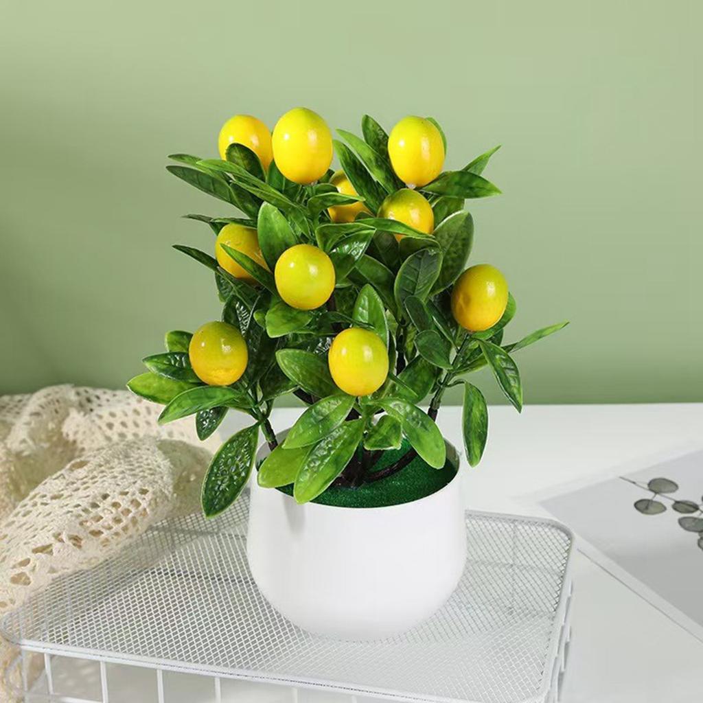 A 12-mesh Artificial Lemon Potted Green Plant With A Pot, Artificial Flower, Artificial Plant, Lemon, Lemon .