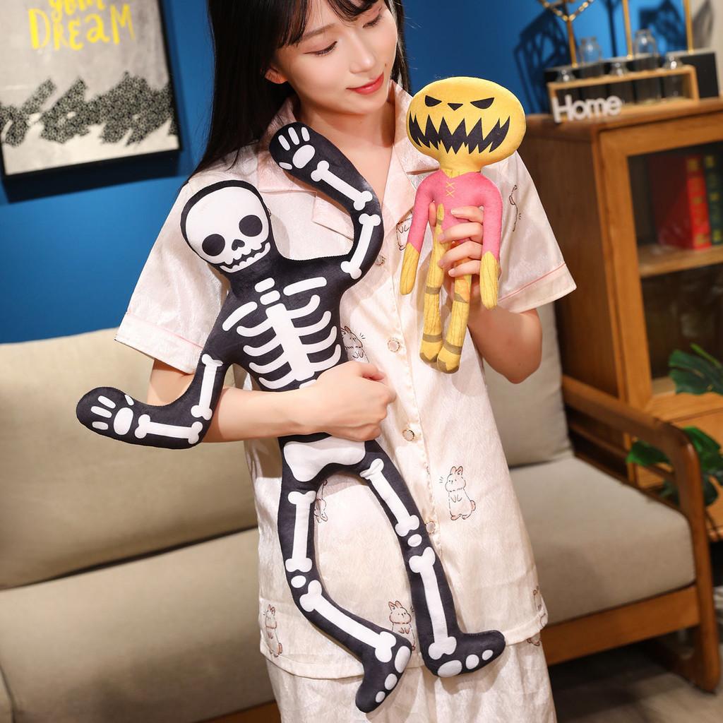 Halloween Skeleton Pumpkin Plush Toy With Pp Cotton For Holiday Decor And Gift