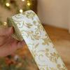 Transluzentes Polyesterband für Schleifen 2,5" x 2,2 Yards Gold Durchsichtig Weihnachtsbaumdekoration und Geschenkverpackung Verpackung, Netzstoff DIY Bastelarbeiten Floral