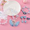 Children's Mermaid Necklace Set Girl Shell Fish Tail Little Girl Bracelet Princess Jewelry Cute Ear Clip Ring