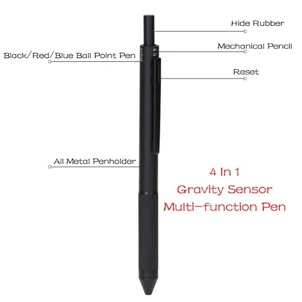 Press Type Multi-Function Pen 3 Colors Ink Mechanical Pencil Fashion Signature Pen  School Office