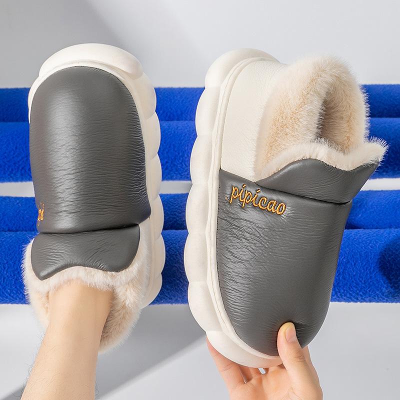 Cotton slippers men's autumn and winter indoor home bag and thick-soled outer wear warm confinement plush cotton shoes customization