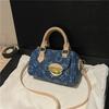 Denim portable pillow bag women's presbyopia messenger bag niche trend retro shoulder bag trendy women's bag