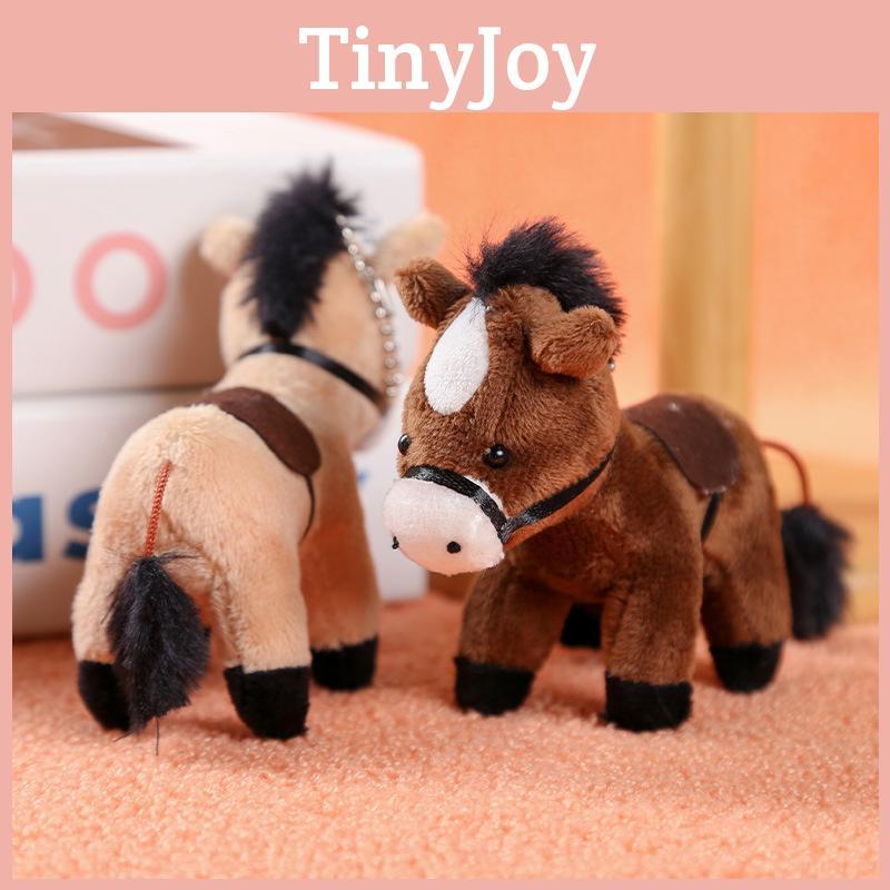 Cute White Cartoon Gray Brown Horse Plush Toy Keychain Pendant For Decor Bag