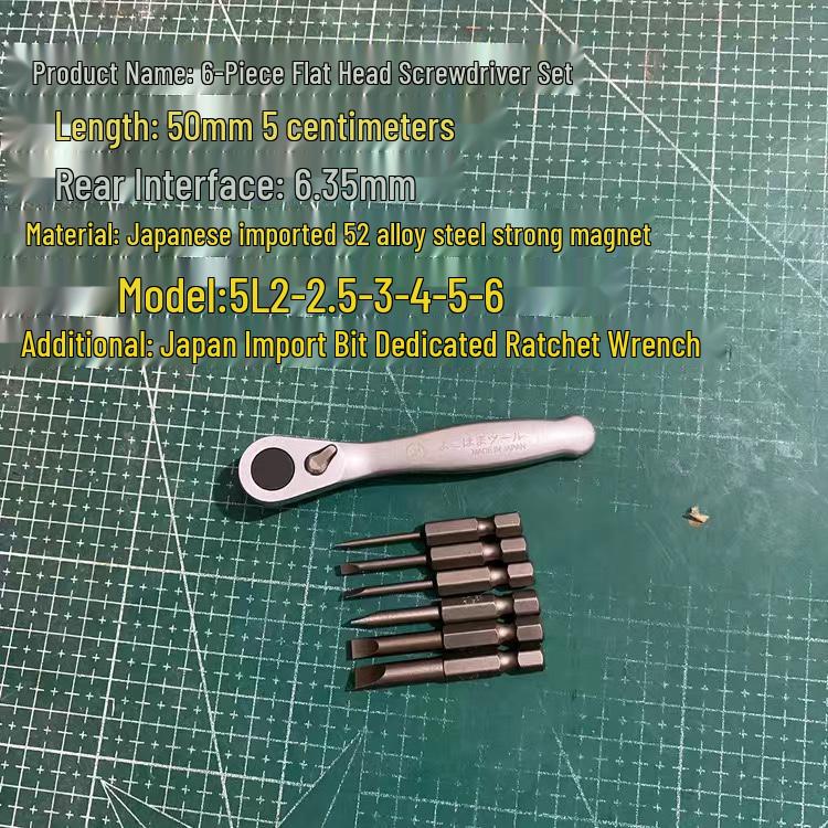 Japan S2 Steel Magnetic Slotted Flat Head Electric Screwdriver Bit