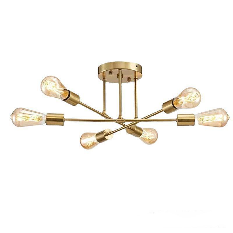 Industrial Style Multi-Head Branch Chandelier for Living Room and Bedroom