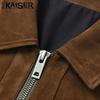 KAISER Men's Thick Sheepskin Leather Lapel Jacket