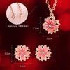 Present Necklace Earrings Flower Gift Set 18K Gold Metal Allergy Friendly Cherry Blossom Motif Birthday and Message Cards for Women Included Wedding
