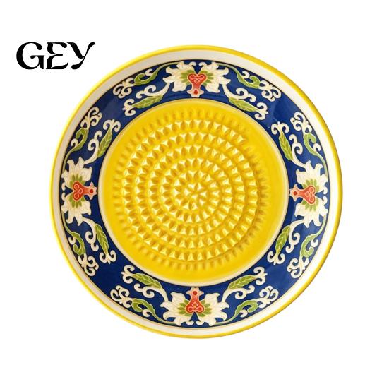 Garlic Mincer Ceramic Grinder Plate Bowl, Manual Ginger Fruit Zester Grater Herb And Dish, All-in-One Prep Mixing Serving Tray, Modern Minimalist