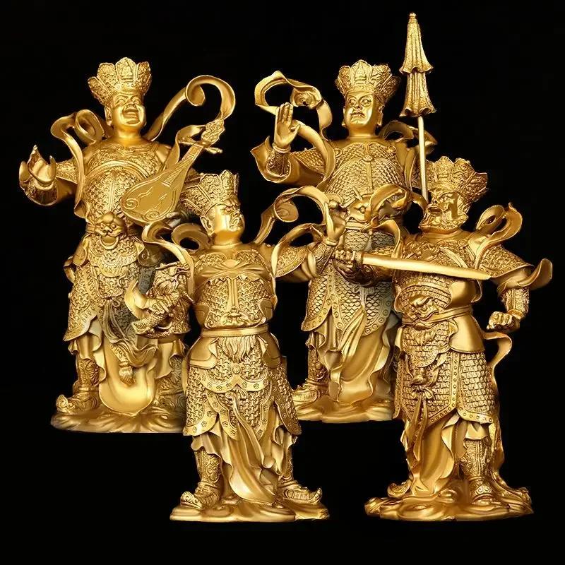 4pc/set Fengshui  Copper Chinese The Four Heavenly Kings Statue Home Buddha Hall Buddha Decor Home Decoration Accessories