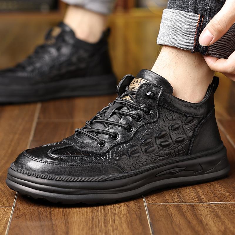 Men's Winter Warm Snow Boots With Faux Fur Lining Lace-Up PU Leather Short Motorcycle Boot for Men Hiking Chukka Booties Casual Business Work Shoes