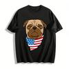 American Cool Pug Print Casual Short Sleeve T-Shirt Pure Cotton T-shirt