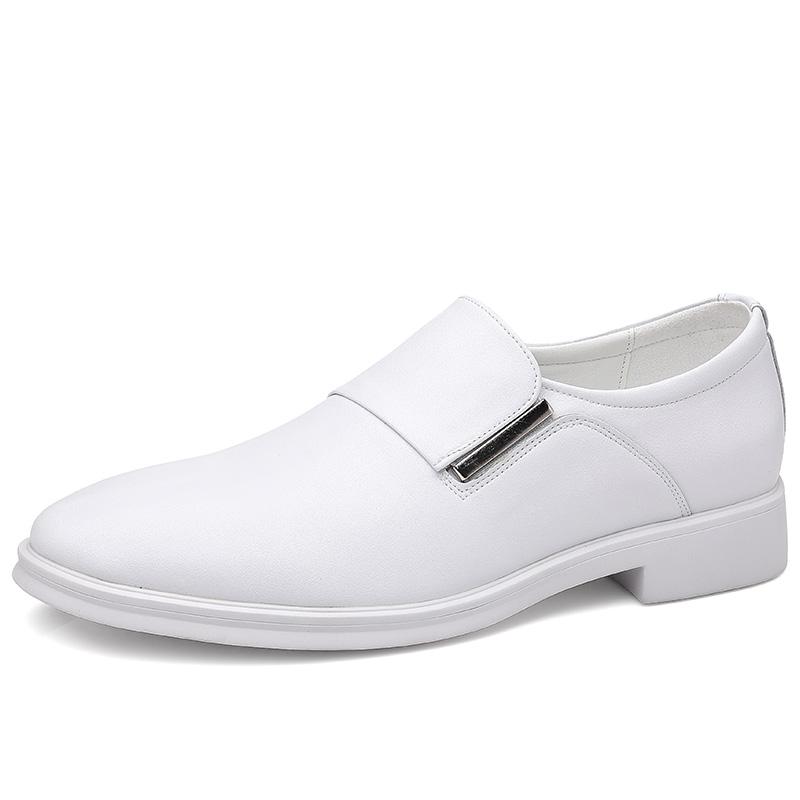 

Fashi Men Casual Business Shoes Hot-selling Office Loafers PU Leather Man Slip Flats Versatile Dress Oxford Shoes Moccasins 38 белый