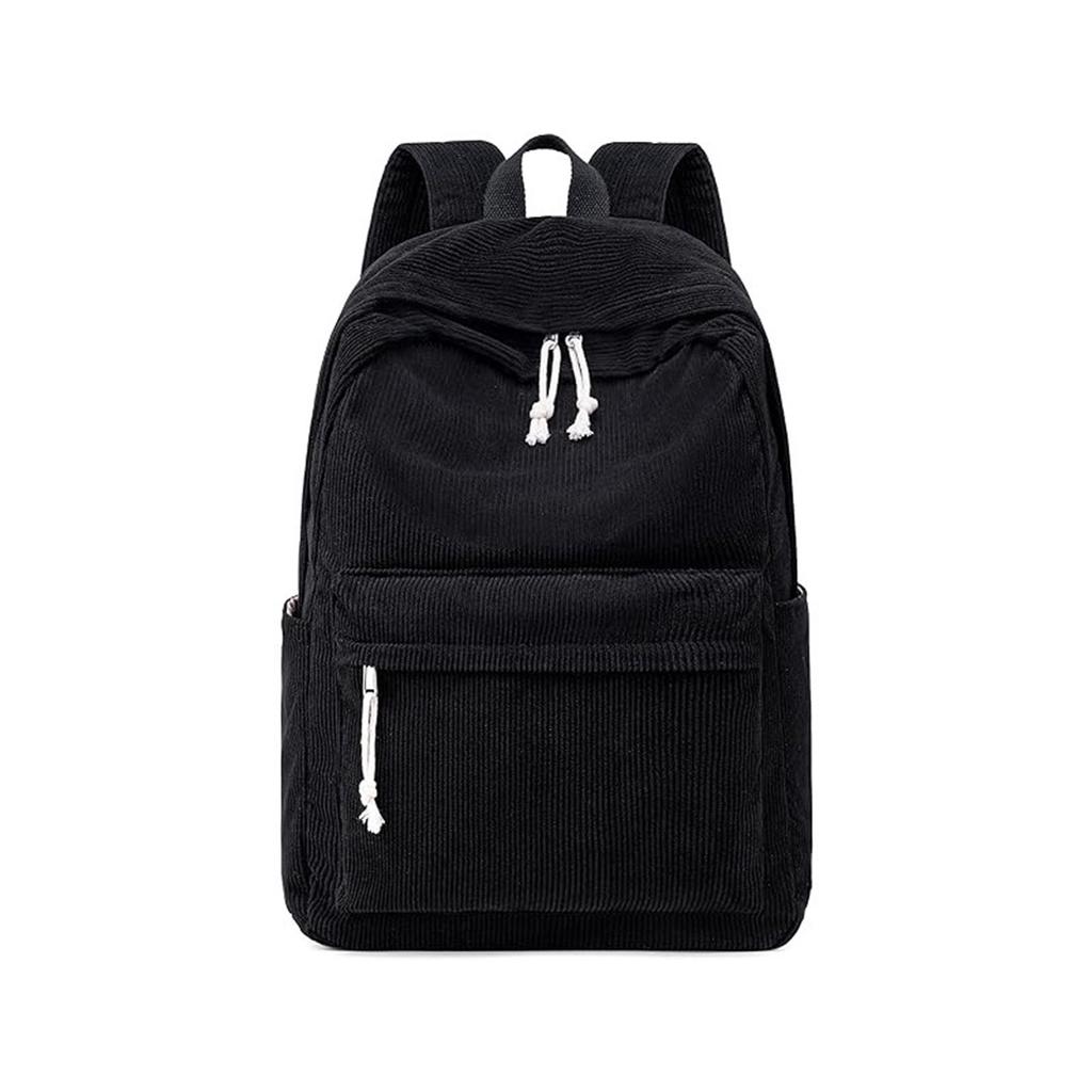Corduroy Large Capacity Backpack with Padded Shoulder Straps for Students Casual Everyday Use