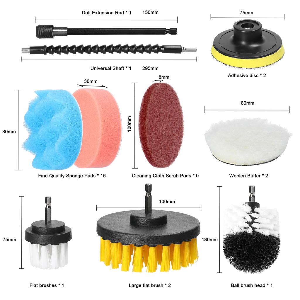 38PCS Car Polishing Pads Waxing Buffing Sponge Pad Kit Set for Car Polisher Buffer Waxer Sander