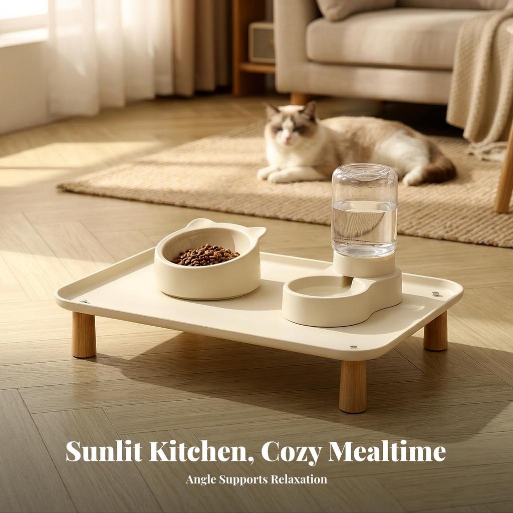 Pet Feeding Stand Minimalist Elevated Bowl Sturdy for Pets, Cats