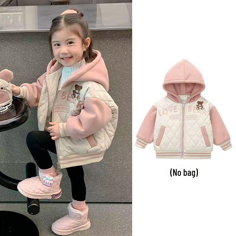 2025 Stylish Girls' Fleece-lined Coats: Autumn/Winter Cotton-Padded Jackets for Kids