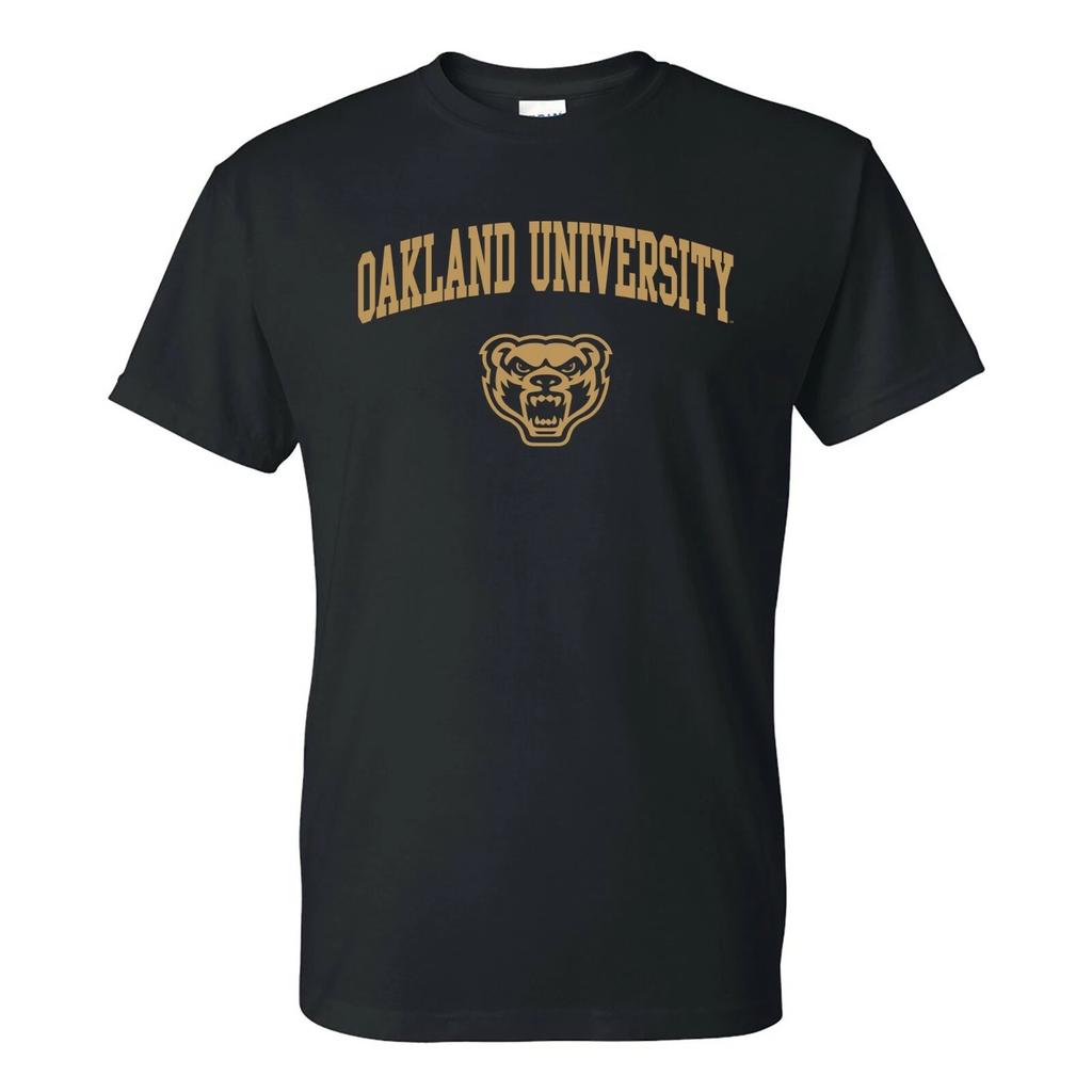 Oakland University Grizzlies Arch Logo Licensed NCAA T-Shirt - Black