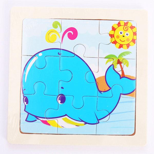 New 9 Piece Montessori Wooden Puzzle Cartoon Dinosaur Transportation Jigsaw 3d Puzzle Early Learning Educational Toys for Kids