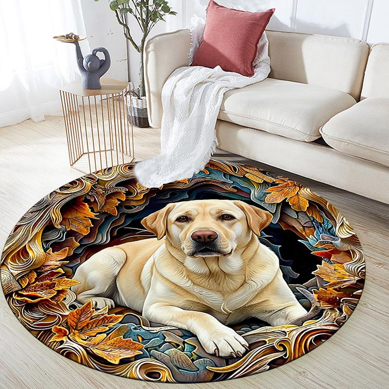 Embossed Dog Round Area Rug,Carpet Rug for Living Room Bedroom Sofa Playroom Decor,Non-slip Floor Mat
