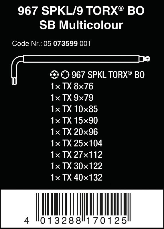 TORX KEY SET 9 PIECES - W05073599001