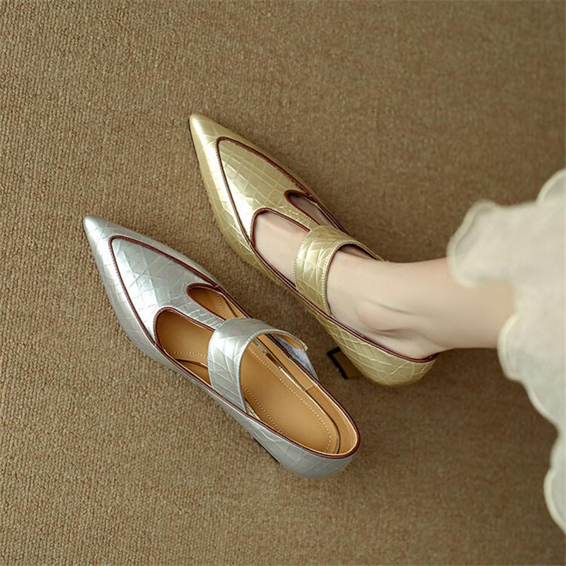 Fashion New Spring Autumn Genuine Leather Women Pumps Shoes for Women Pointed Toe Mary Jane Shoes High Heels Zapatos Mujer Ladies Shoes