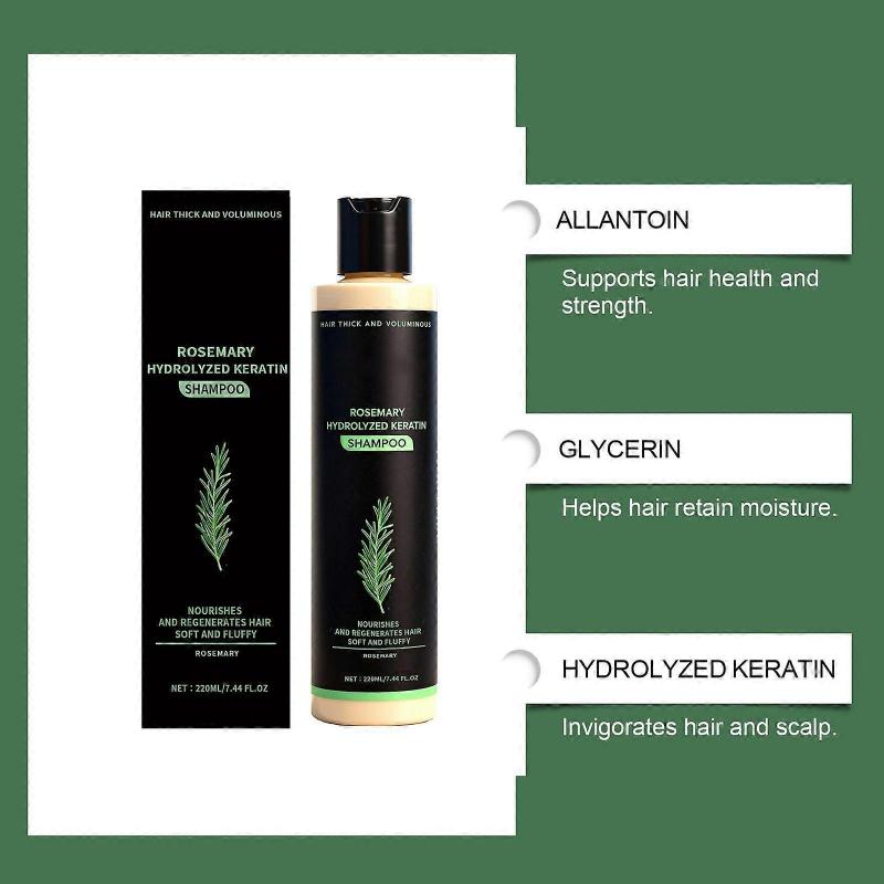 Bio Rosmarin Haarwachstum Shampoo, Natürliches Verdickungs- & Stärkungsshampoo mit hydrolysiertem Keratin für dünner werdendes Haar & Haarausfall