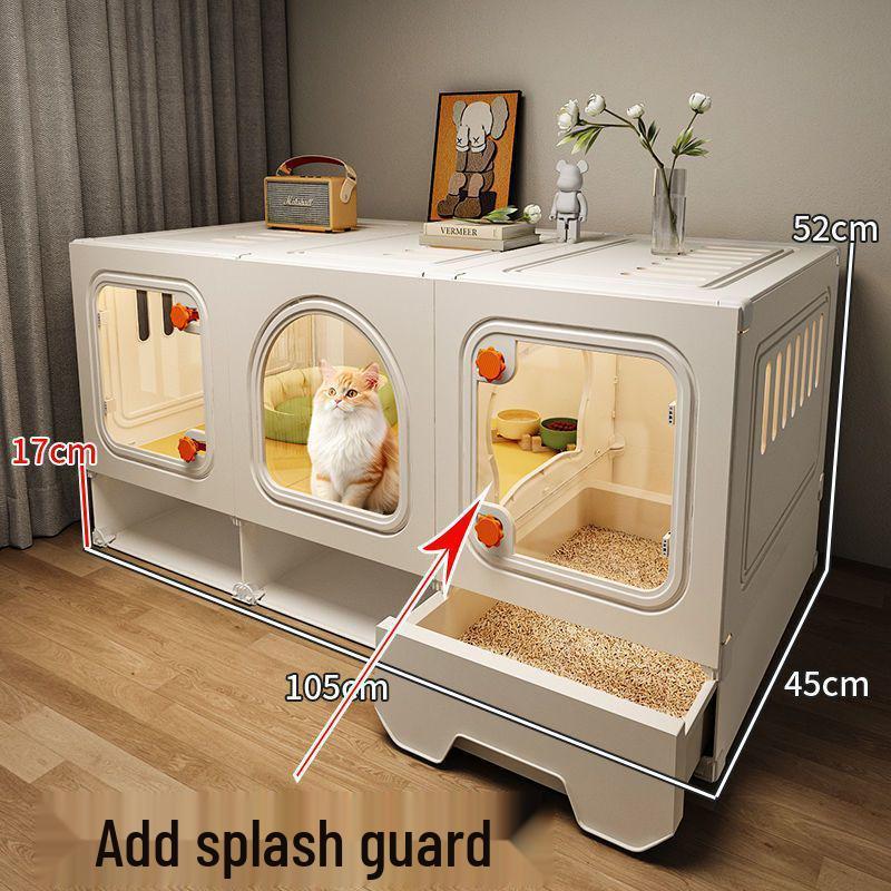 Vila integrată pentru pisici cu toaletă pentru apartamente mici – Casuță compactă pentru pisici cu o cameră și hol