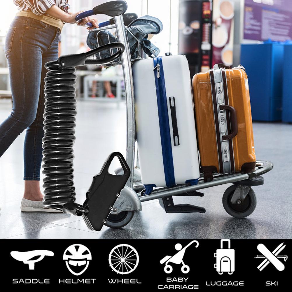 Mini PVC 1400mm Fold Backpack Cycling Helmet Cable Password Bike Lock Anti-theft