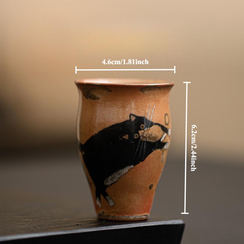 50ml Japanese Kiln Change Ceramic Teacup Retro Handmade Zhiye Cat Cup Small Master Mug Porcelain Chinese Kung Fu Gongfu Teaware