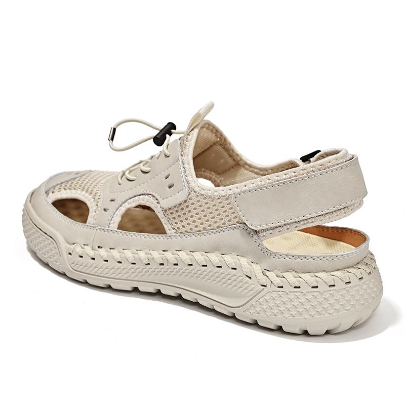 Summer Men's Sandals Handmade Mesh Breathable Casual Shoes