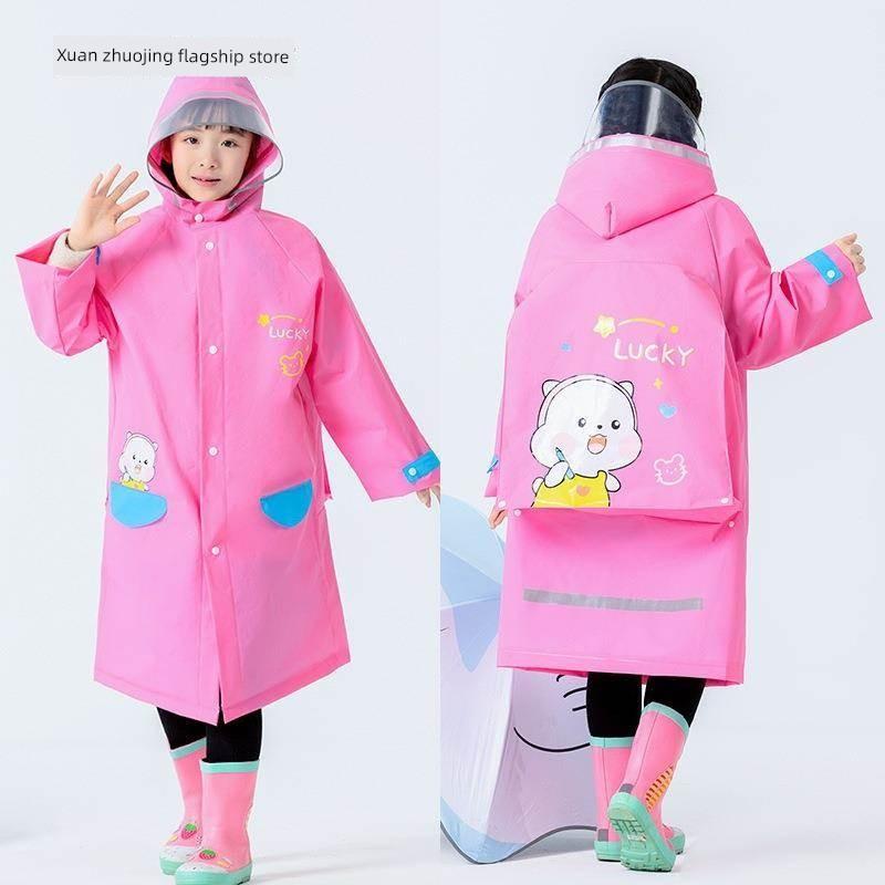 Children's Raincoat 7-12 Years Old Primary School Student Raincoat with Schoolbag Seat Boys Girls Baby Eva Cartoon Poncho Thickened
