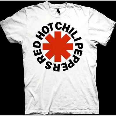 T-shirt Red Hot Chili Peppers Logo Ufficiale della Band Stella Rossa Uomo Bianca M
