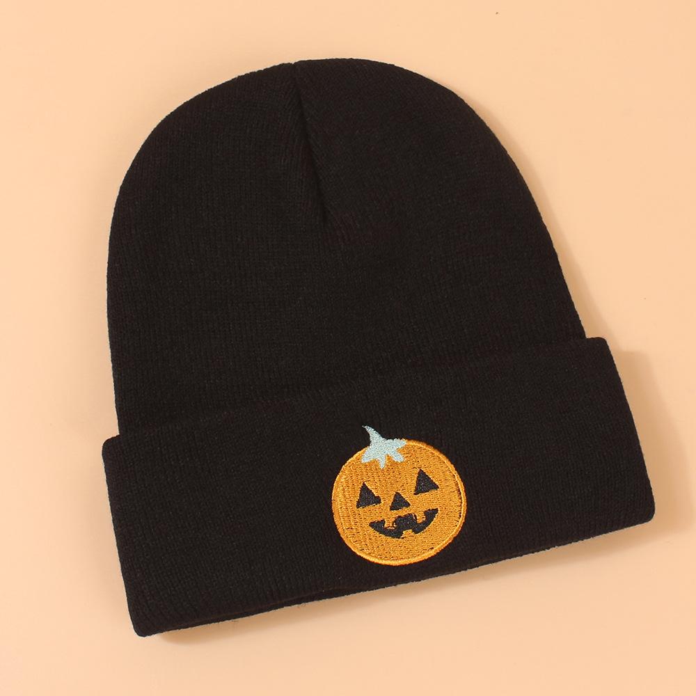 

Hat Style Versatile Halloween Pumpkin Ghost Face Unisex Warm Knitted Hatsbeanie чорний