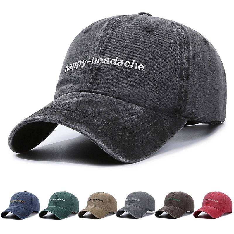 Headache Happy Letter Embroidery Baseball Cap Outdoor Sports Sun Protection