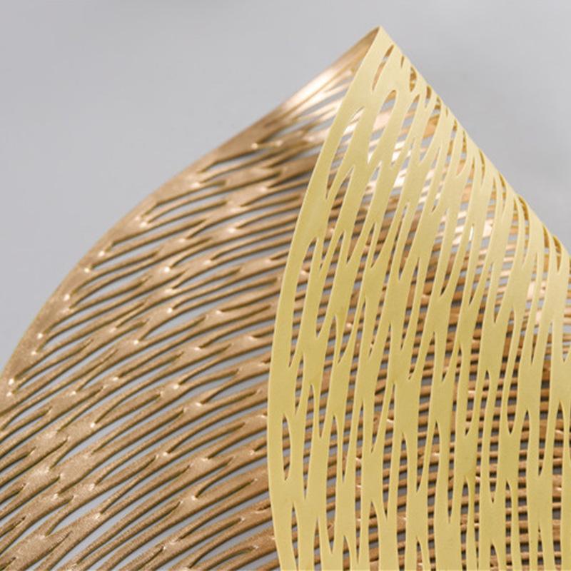 Kreativní světle luxusní bronzová kulatá dutá PVC podložka pod talíř, tepelně izolační podložka, protiskluzová podložka pod sklenici, podložka pod talíř, velkoobchod