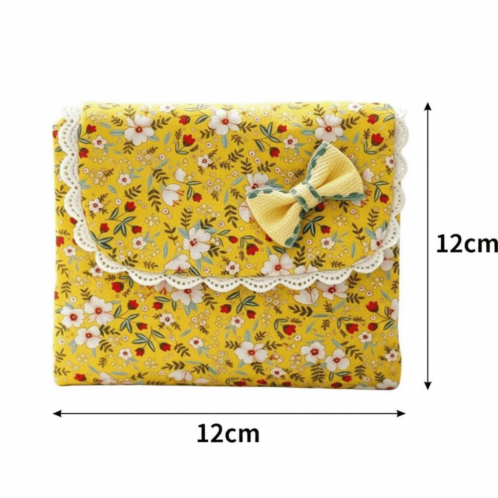 Three-fold Cosmetic Bag Floral Data Cables Organizer Portable Coin Purse for Students Girls