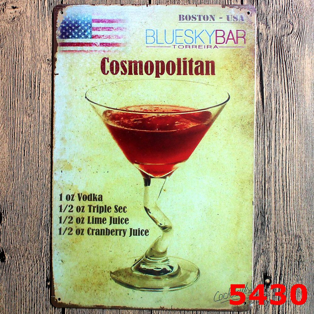 Vintage Cocktail WiFi Tin Sign for Bar, Bedroom, KTV, and Restaurant Décor
