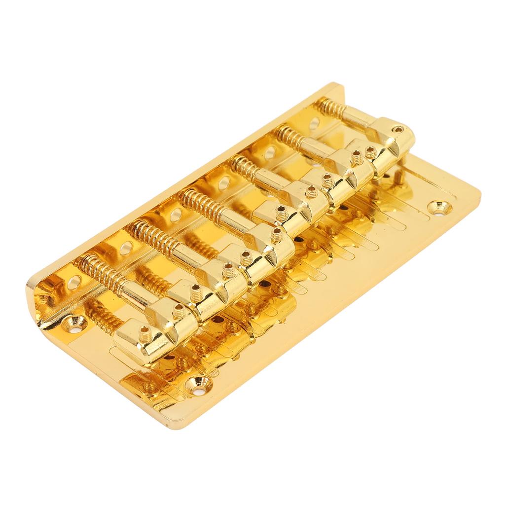 Bass Bridge Zinc Alloy Fixed Type 6 String Electric Bass Bridge Replacement for Practice Gold