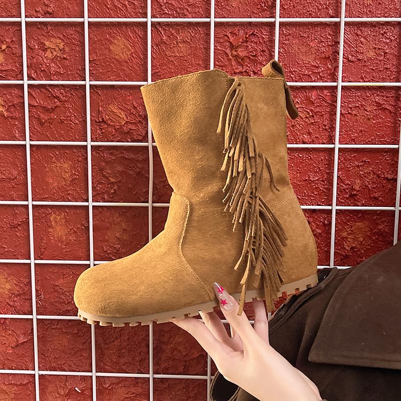 Fashion Retro Versatile Booties Women's Fall 2025 New Platform Heightened Skinny Mid-Leg Boots